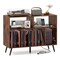Rustic Brown Engineered Wood Vinyl Record Player Stand with USB and AC